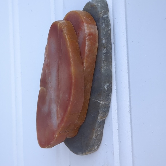 Hand Polished Red Chalcedony/Green Adventurine Set of Three Healing 3"X1"X1/4" - Picture 3 of 4